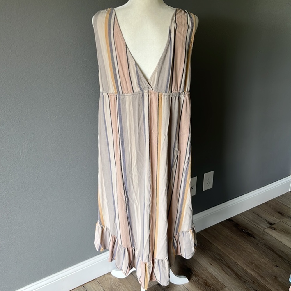 Saltwater Luxe Lovestoned Neutral Striped High Low Dress - Picture 6 of 11